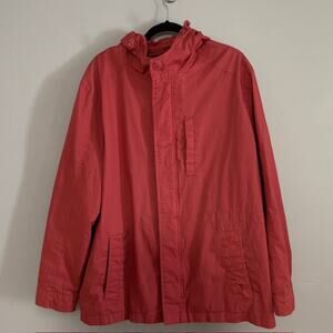Dockers Red Rain Jacket/Coat/Slicker/Hood Parka Weather-resistant Rain Gear MED